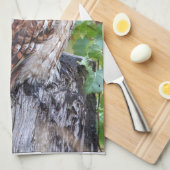 フクロウの写真 キッチンタオル (四つ折り)