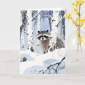 フクロウの冬 カード (黄色い花)
