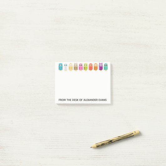 フクロウの列 ポストイット (デスク上)