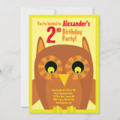 フクロウの動物の子供の誕生日パーティーの招待状 招待状 (正面)