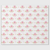 フクロウの包装紙の女の赤ちゃんのピンクそれは女の子です ラッピングペーパー (フラット)