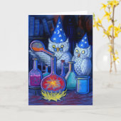 フクロウの化学者たち カード (黄色い花)