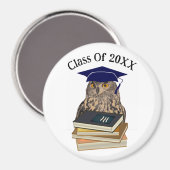 フクロウの卒業丸磁石 マグネット (正面/裏面)