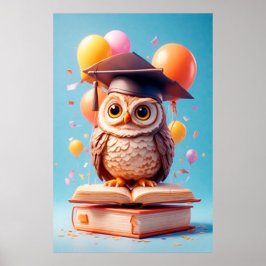フクロウの卒業帽 🎓🦉📚✨ ポスター (正面)