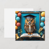 🦉 フクロウの卒業式お祝い 🦉 招待状 (正面/裏面)