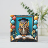 🦉 フクロウの卒業式お祝い 🦉 招待状 (スタンド正面)