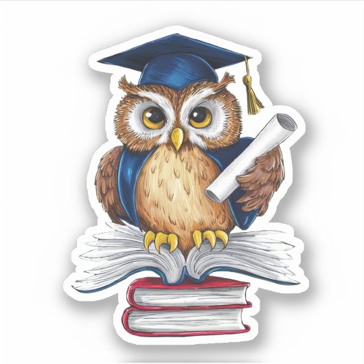 フクロウの卒業 シール (正面)