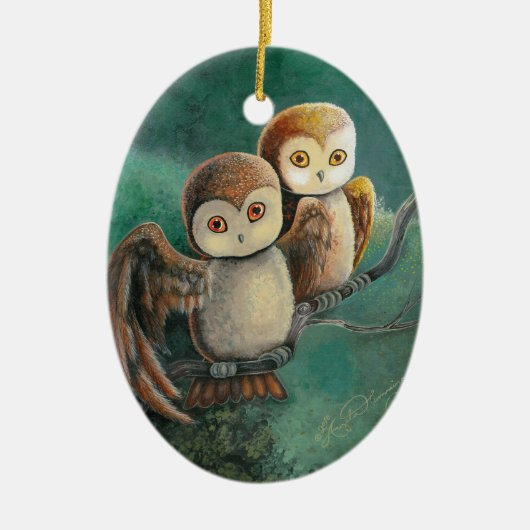 フクロウの友人のフクロウの芸術 セラミックオーナメント (正面)