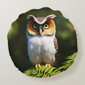 フクロウの叫び声:夜の美しい ラウンドクッション (裏面)