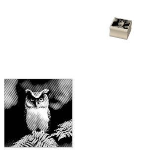 フクロウの叫び声：夜の美しい ラバースタンプ