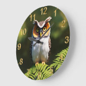 フクロウの叫び声：夜の美しい ラージ壁時計 (傾斜)