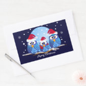 フクロウの可愛いクリスマスステッカー 長方形シール (封筒)