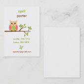 フクロウの名刺/呼出し/お母さんカード(#BUS001) コーリングカード (正面/裏面)