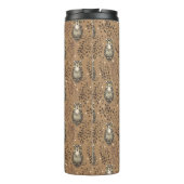 フクロウの図解入りの、写真付きの木地模様 タンブラー (裏面)