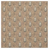 フクロウの図解入りの、写真付きの木地模様 ファブリック (見本)