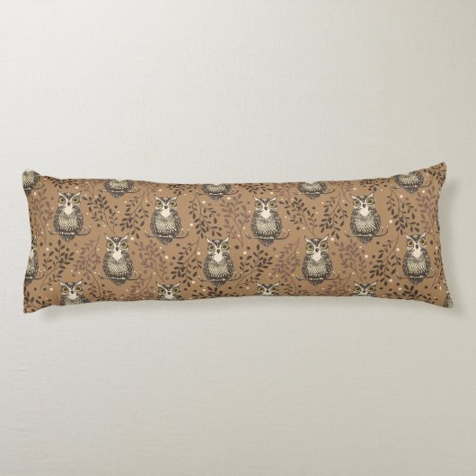 フクロウの図解入りの、写真付きの木地模様 ボディピロー (裏面)