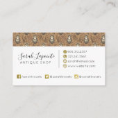 フクロウの図解入りの、写真付きの木地模様 名刺 (裏面)