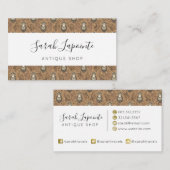 フクロウの図解入りの、写真付きの木地模様 名刺 (正面/裏面)