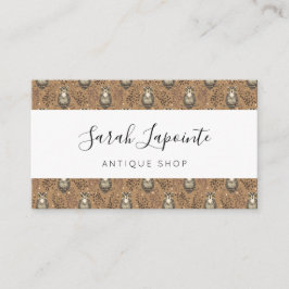 フクロウの図解入りの、写真付きの木地模様 名刺