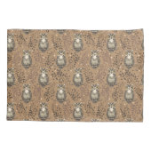 フクロウの図解入りの、写真付きの木地模様 枕カバー (裏面)