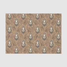 フクロウの図解入りの、写真付きの木地模様 薄葉紙