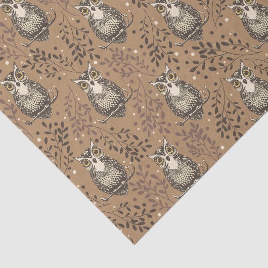 フクロウの図解入りの、写真付きの木地模様 薄葉紙 (詳細)