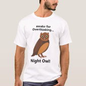 フクロウの夜更かしおもしろTシャツ Tシャツ (正面)