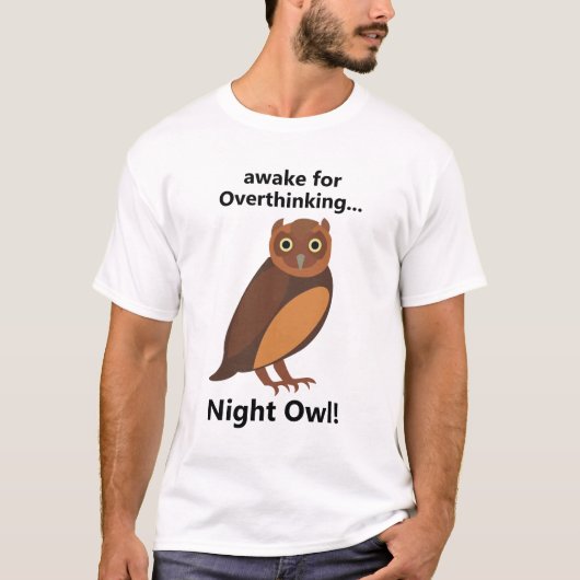 フクロウの夜更かしおもしろTシャツ Tシャツ (正面)