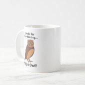 フクロウの夜更かしおもしろT コーヒーマグカップ (正面左)