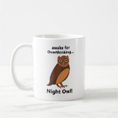 フクロウの夜更かしおもしろT コーヒーマグカップ (左)