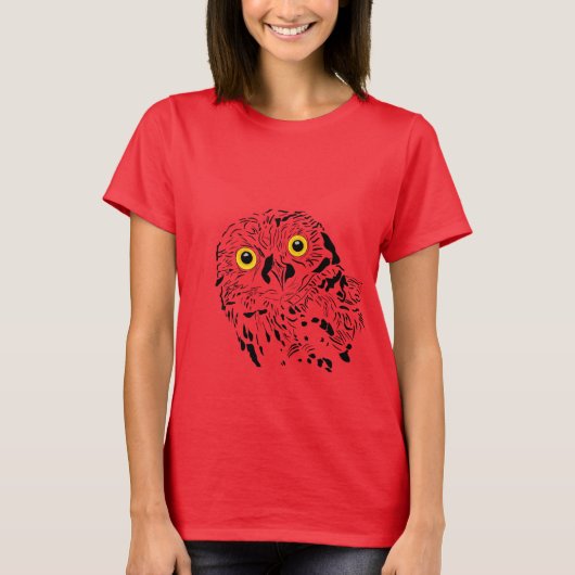フクロウの大きな黄色い目 Tシャツ (正面)
