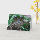 フクロウの大グリーティングカード カード (黄色い花)
