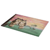 フクロウの夫婦はかわいい夕日が大好き カッティングボード (角)