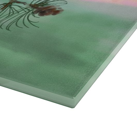 フクロウの夫婦はかわいい夕日が大好き カッティングボード (角)