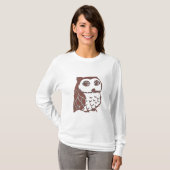 フクロウの女性のHanesの白いNano長袖のTシャツ Tシャツ (正面フル)
