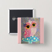 フクロウの妖精のプリンセスボタン 缶バッジ (正面&裏面)