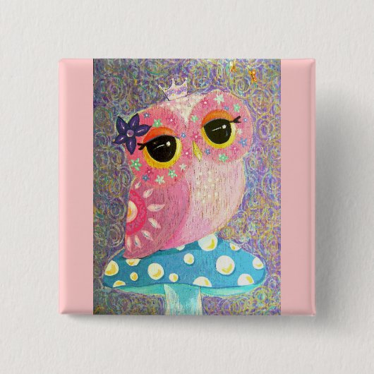 フクロウの妖精のプリンセスボタン 缶バッジ (正面)