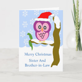フクロウの姉妹と義理の兄弟のクリスマス シーズンカード