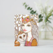 フクロウの姉妹 ポストカード (スタンド正面)