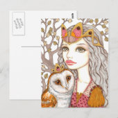 フクロウの姉妹 ポストカード (正面/裏面)