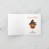 フクロウの子どもをハロウィンに迎える カード (内部)