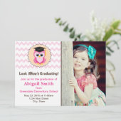 フクロウの子供の卒業の発表の写真の招待状 招待状 (スタンド正面)
