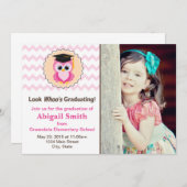 フクロウの子供の卒業の発表の写真の招待状 招待状 (正面/裏面)