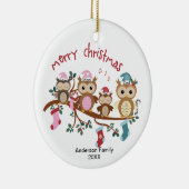 フクロウの家族のクリスマス セラミックオーナメント (右)