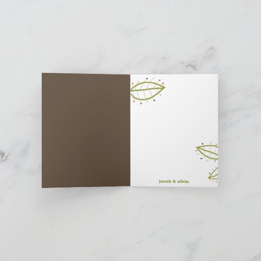 フクロウの家族夫婦のお乳母さんありがとう サンキューカード (内部)