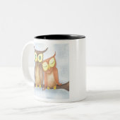 フクロウの恋人たち ツートーンマグカップ (正面左)