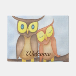 フクロウの恋人たち ドアマット