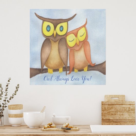 フクロウの恋人たち ポスター (キッチン)