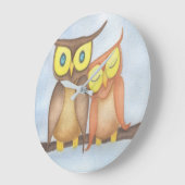フクロウの恋人たち ラージ壁時計 (傾斜)