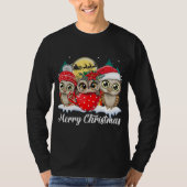 フクロウの恋人メリークリスマスフクロウおもしろいズ醜いクリスマ Tシャツ (正面)